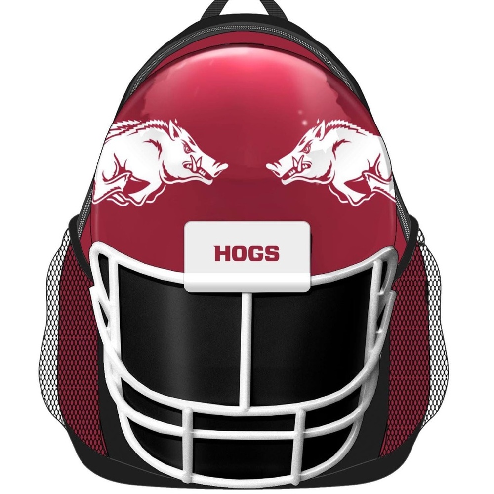 Red Hogs Football Helmet Backpack